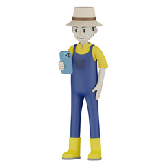 3d farmer with a box