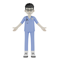3d doctor with blue uniform