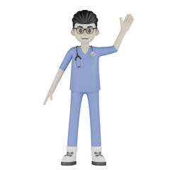 3d doctor with blue uniform