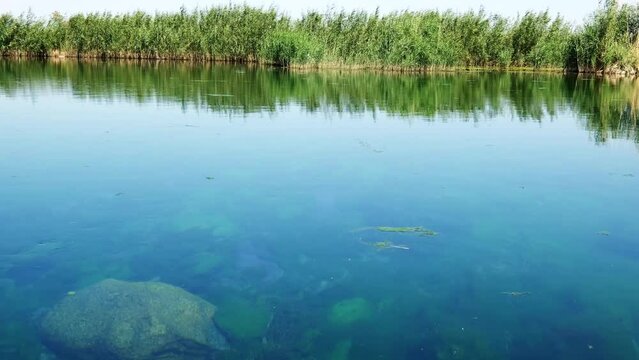 View of Karasu Marshes in Igdir. 4K footage in Turkey