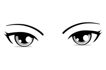 Colorful eyes collection isolated on white, modern design, Cartoon woman eyes and eyebrows with lashes. Isolated vector illustration. Can used for T-shirt print, poster and cards. cartoon anime eyes