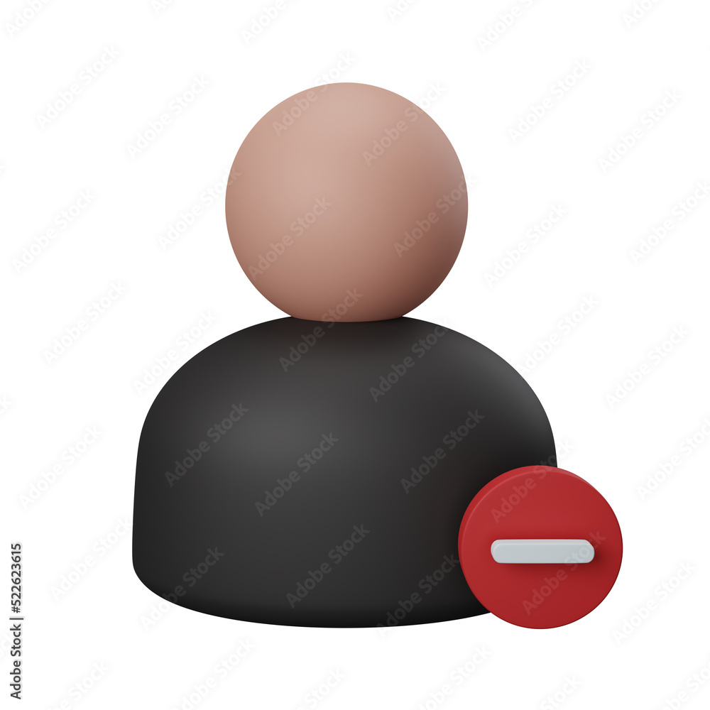Leinwandbilder 3d rendering delete user isolated useful for user interface, apps and web design illustration