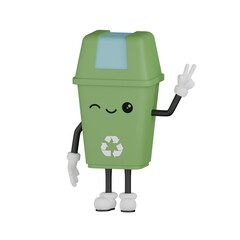 3d Green recycle bin expression