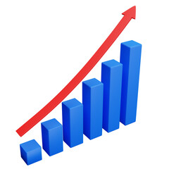 Growth revenue chart. 3D Illustration