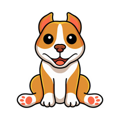Cute little pitbull cartoon sitting