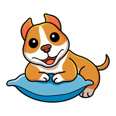 Cute little pitbull cartoon on the pillow