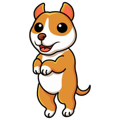 Cute little pitbull cartoon posing