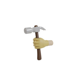 3d hand holding carpentry tools