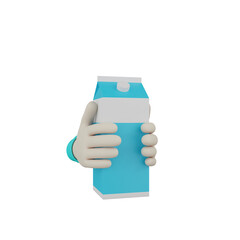 3d hand holding milk package