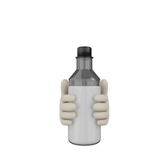3d hand holding a bottle of water