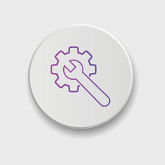 Gear and Wrench icon Vector illustration. Settings icon Flat style. Repair service icon with button
