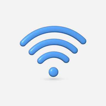 Wireless network Wi-Fi symbol.3D rendering wifi illustration icon.