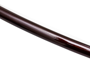 Close up 'Saya' : shining crimson red scabbard  of a 'katana' : Japanese long Sword isolated in...