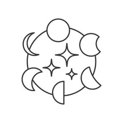 Moon Phases concept line icon. Simple element illustration. Moon Phases concept outline symbol design from space set. Can be used for web and mobile on white background