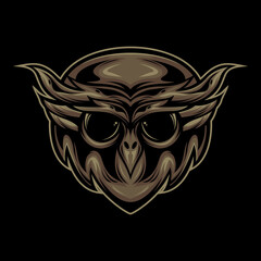 Owl Head Logo Vector Illustration