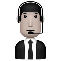 Live support icon character illustration 3D image isolated transparent background