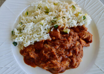 Butter chicken and basmati rice