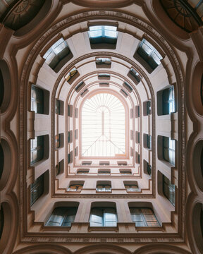 Look up of building architecture of Barcelona City Eixample