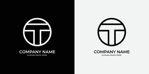 T letter monogram logo design template