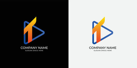 Letter T colorful gradient logo icon design template elements