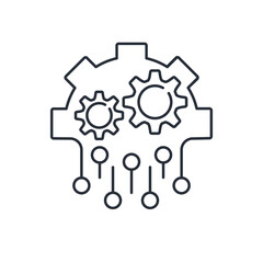 Obraz premium Sophisticated electronic complex. Vector linear icon isolated on white background.