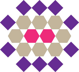 seamless geometric pattern with hexagon, red, gray, pink