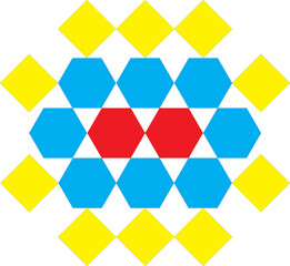 seamless geometric pattern with three colors of hexagon 