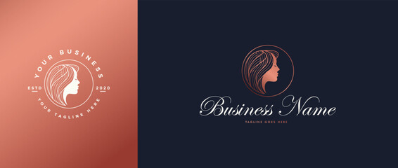Illustration of a beautiful female face logo symbol for beauty business