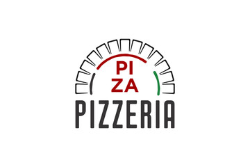 Pizzeria piza stone stove logo icon design food illustration traditional kitchen cook burn firewood
