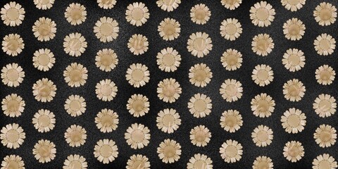 Abstract grunge and rustic textured blooming flower repeat pattern on banner