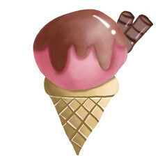 Watercolor of Ice cream cone