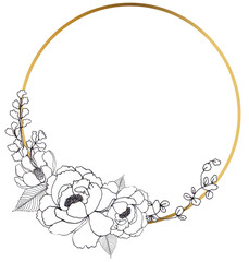 Flower line art  wreath