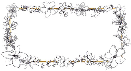 Obraz premium Flower line art wreath