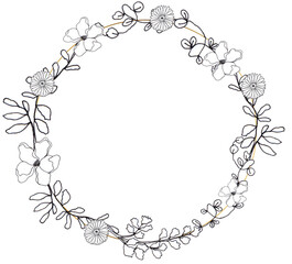 Flower line art  wreath