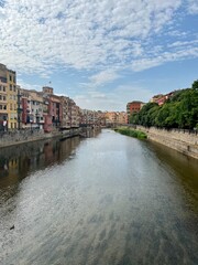 Fototapeta na wymiar Girona Spain Cityscape Onyar River 