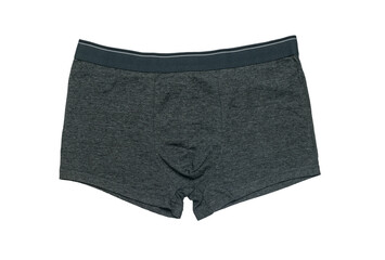 Dark gray men's underpants isolated on a white background. Minimal concept of men's underwear. - obrazy, fototapety, plakaty