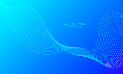 Abstract wave element for design. Digital frequency track equalizer. Stylized line art background. Colorful shiny wave with lines created using blend tool. Curved wavy line, smooth stripe Vector