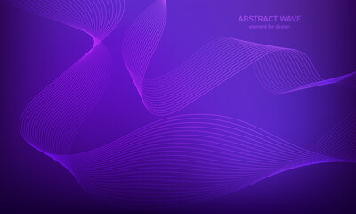 Abstract wave element for design. Digital frequency track equalizer. Stylized line art background. Colorful shiny wave with lines created using blend tool. Curved wavy line, smooth stripe Vector