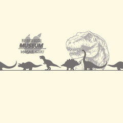 Dinosaur drawing comic style vector illustration. Vector cartoon dinosaur illustration with cute dinosaurs.