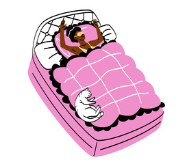 Person lying under blanket concept