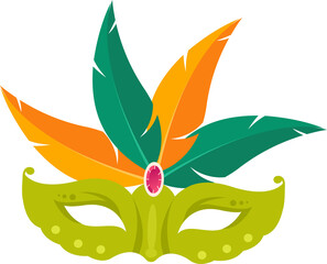 Mardi Gras Mask with Feathers for Decorative Element - obrazy, fototapety, plakaty