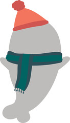 Seal Wears Knitted Cap Illustration