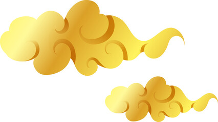 Gold Clouds in Chinese Style Illustration