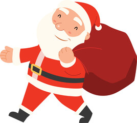 Santa Claus Character with Bag Illustration