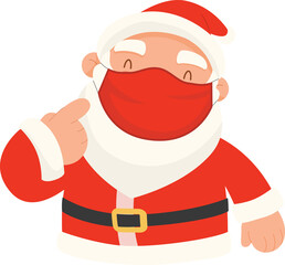 Santa Claus Character with Face Mask Illustration