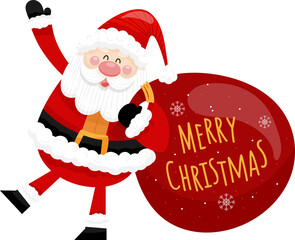 Santa Claus Character with Bag Illustration