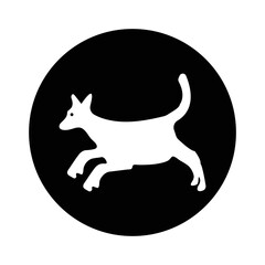 Circle white dog animal vector logo 