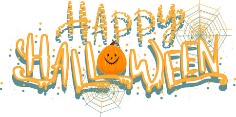 Happy Halloween Message Design for Decorative Element