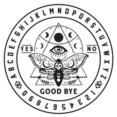 Ouija board with Death's Head Moth PNG 