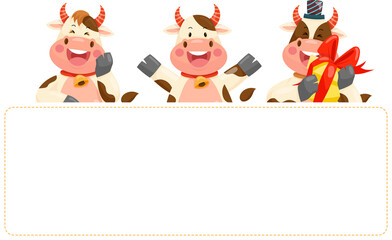 Cow with Banner Illustration